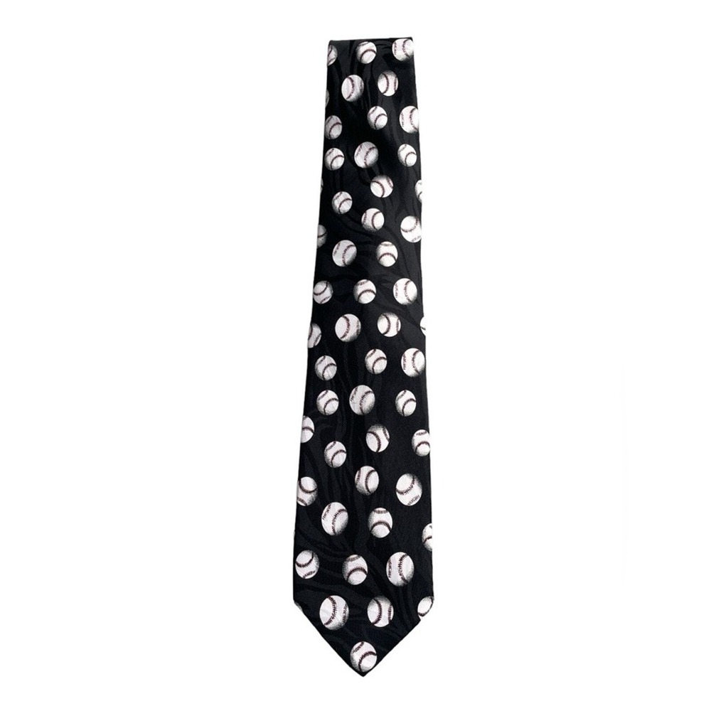 Beans McGee Ball-O-Rama Black Baseball Print Tie, MLB, Baseball Lover, Unique